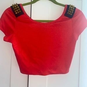 Charlotte Russe crop top with gold stud accents